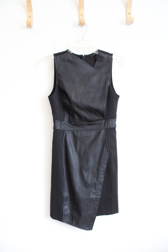 NEW BCBG Maxazria Black Combo Faux Leather Dress | 6