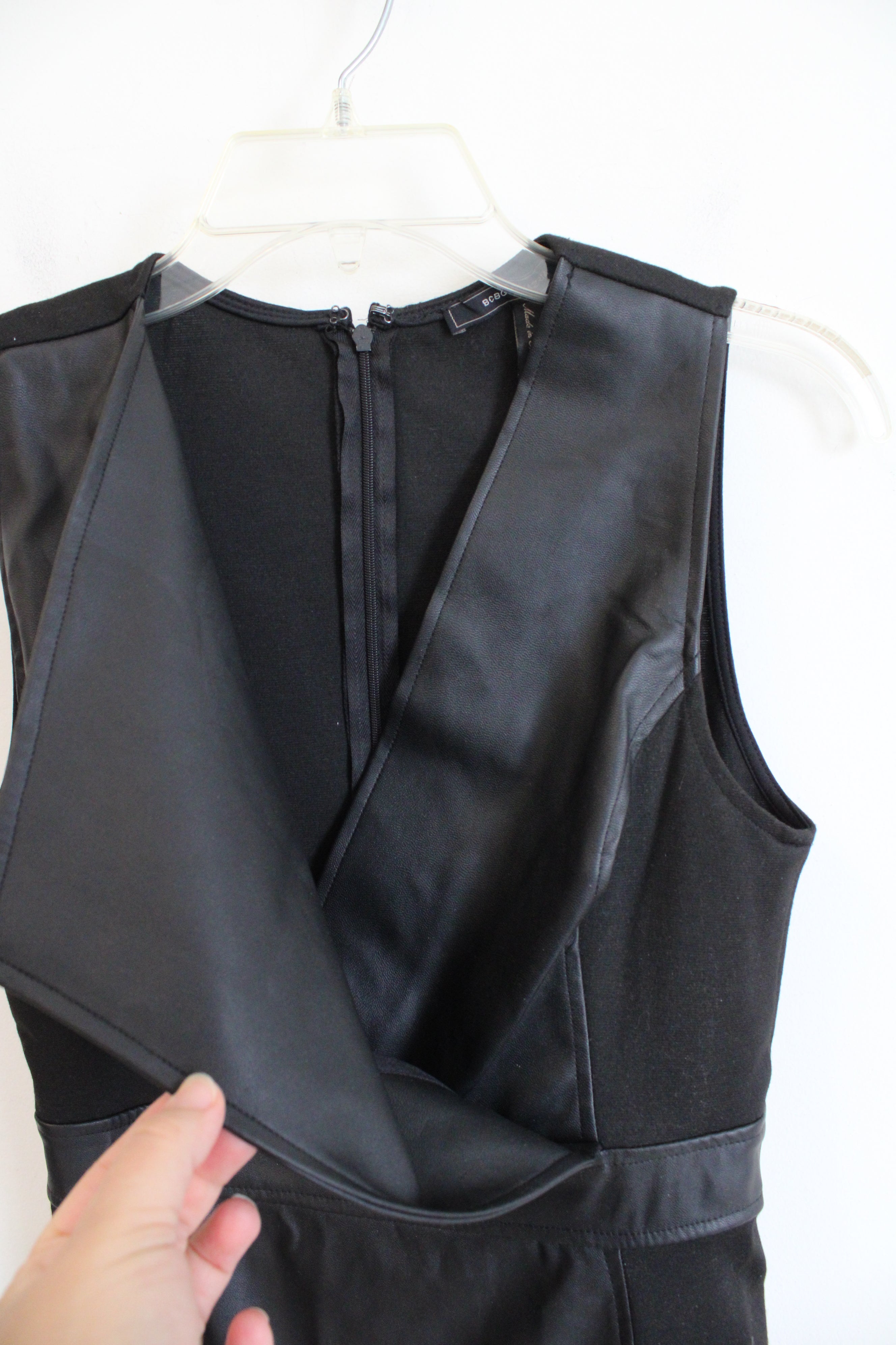 NEW BCBG Maxazria Black Combo Faux Leather Dress | 6 NEW BCBG Maxazria Black Combo Faux Leather Dress | 6