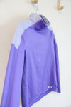 Under Armour Purple Fleece Lined Long Sleeved Mock Neck Shirt | Youth M