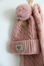 NEW Ugg Sweater Weather Pink Hat & Scarf