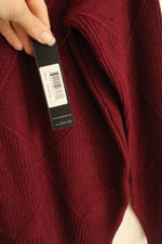 NEW Cyrus Knits Burgundy Turtleneck Diamond Sweater | S