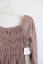 NEW Btween Brown Pink & Cream Floral Dress | Youth 7