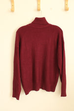 NEW Cyrus Knits Burgundy Turtleneck Diamond Sweater | S