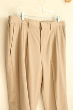 G.H. Bass Co Light Tan Pleated Cuffed Dress Pants | 34x32