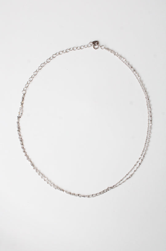 Sterling Silver Double Layer 15" Chain Necklace