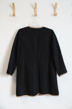 Talbots Black Textured Tan Trim 3/4 Sleeve Jacket | 8