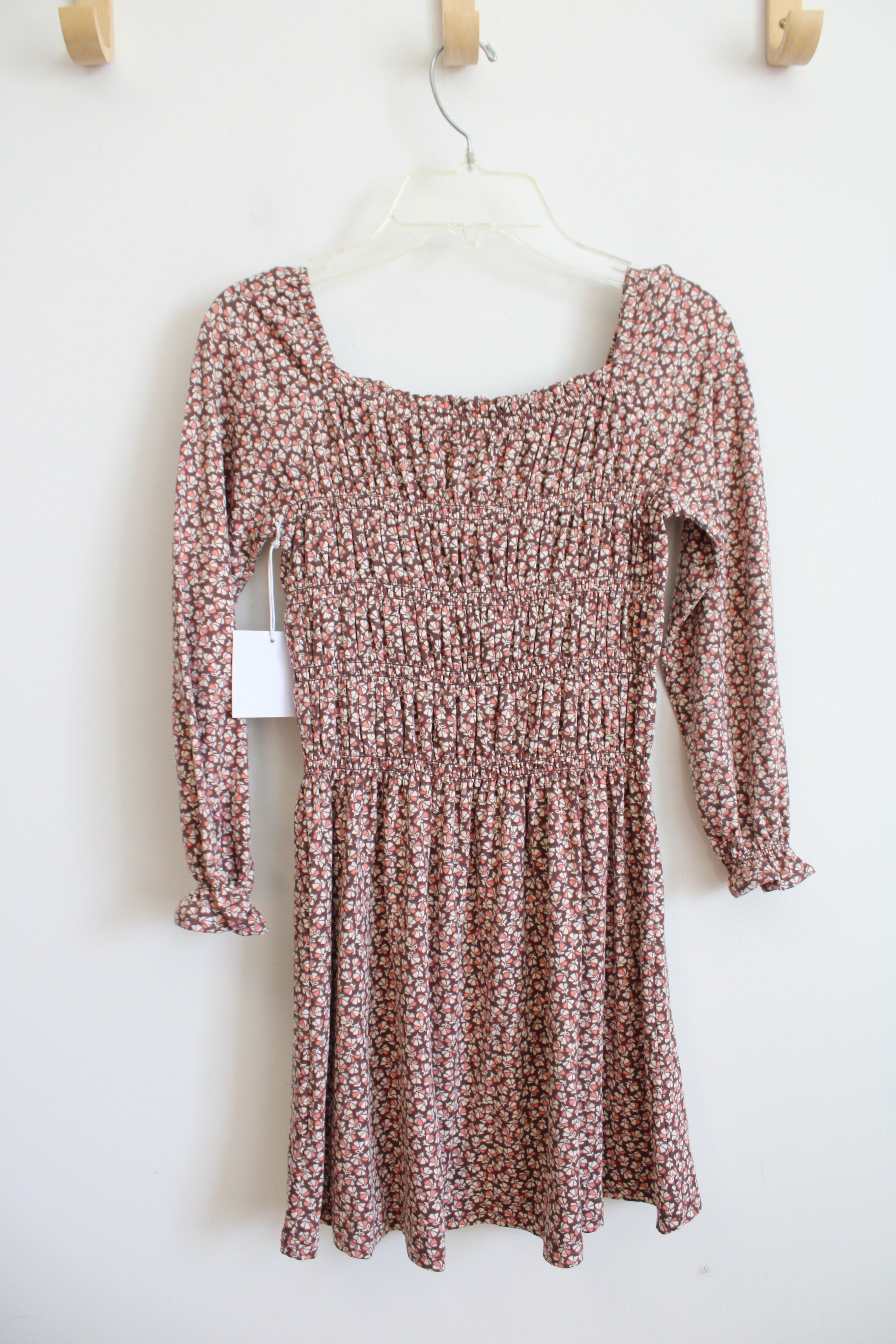 NEW Btween Brown Pink & Cream Floral Dress | Youth 7