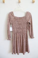 NEW Btween Brown Pink & Cream Floral Dress | Youth 7