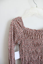 NEW Btween Brown Pink & Cream Floral Dress | Youth 7