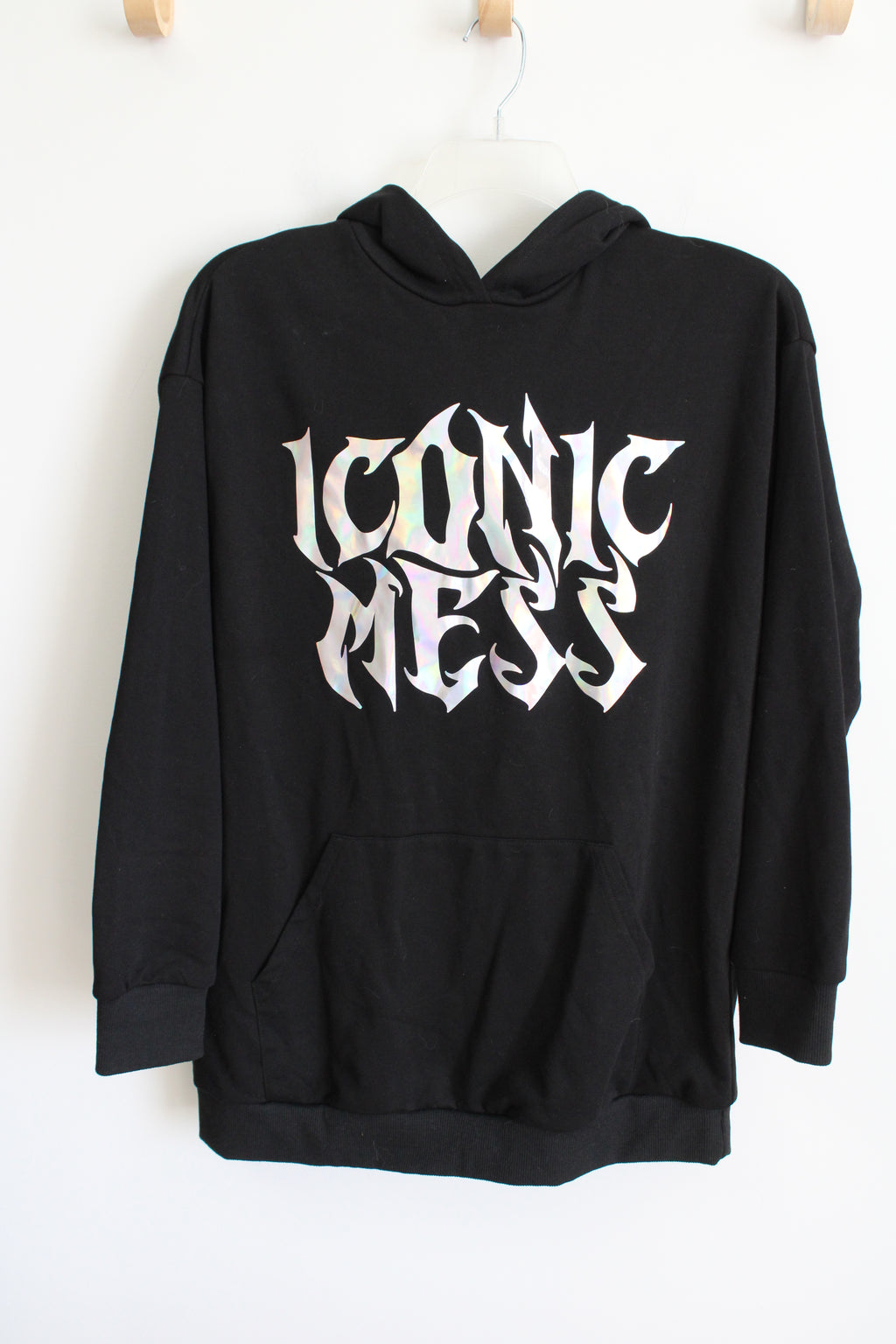 Cider Iconic Mess Black Graphic Oversized Hoodie | XS