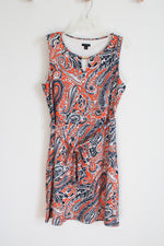 Ann Taylor Orange Navy Paisley Dress | 10