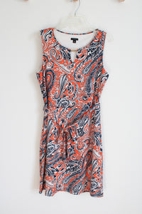 Ann Taylor Orange Navy Paisley Dress | 10