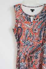 Ann Taylor Orange Navy Paisley Dress | 10
