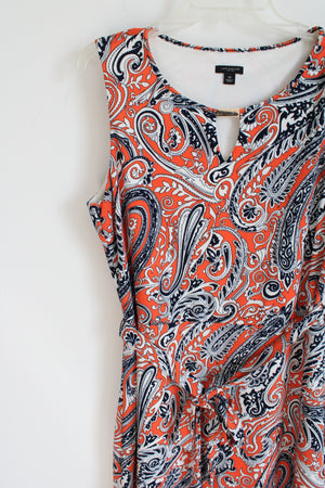 Ann Taylor Orange Navy Paisley Dress | 10