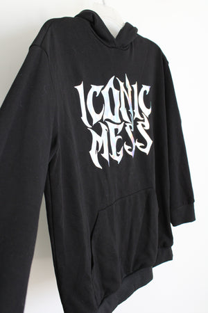 Cider Iconic Mess Black Graphic Oversized Hoodie | XS