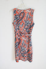 Ann Taylor Orange Navy Paisley Dress | 10