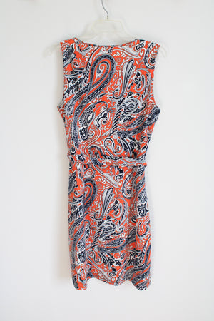 Ann Taylor Orange Navy Paisley Dress | 10