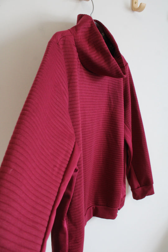 NEW The Sweatshirt Project Maroon Ribbed Cowl Neck Sweatshirt | XL