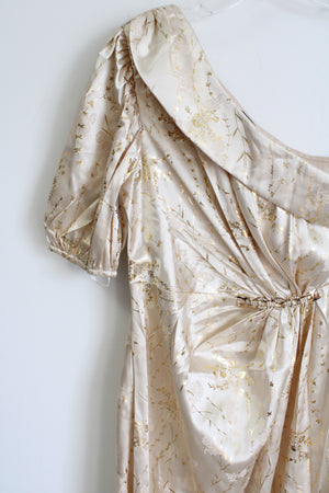 Shein Gold Floral One-Shoulder Dress