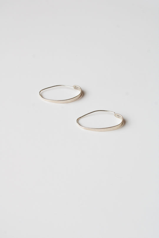 Sterling Silver Oblong Oval Hoop Earrings