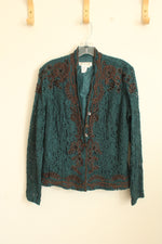 Coldwater Creek Dark Teal and Brown Lace Blazer | XS