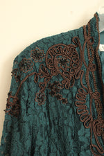 Coldwater Creek Dark Teal and Brown Lace Blazer | XS
