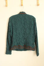 Coldwater Creek Dark Teal and Brown Lace Blazer | XS