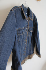 Coldwater Creek Brown Fringe Trim Denim Jacket | 2XL/3XL