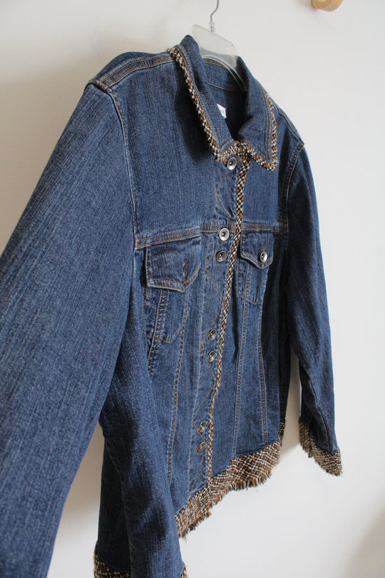 Coldwater Creek Brown Fringe Trim Denim Jacket | 2XL/3XL