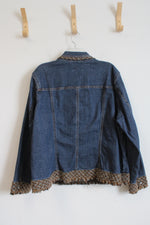 Coldwater Creek Brown Fringe Trim Denim Jacket | 2XL/3XL