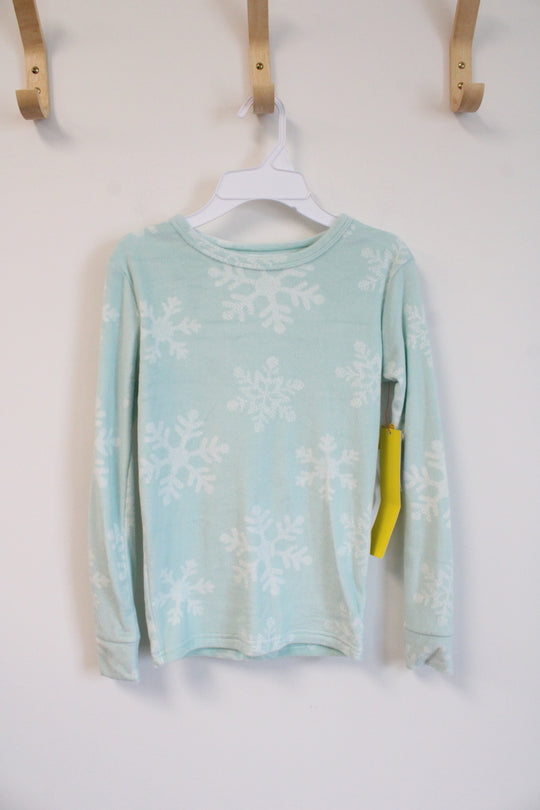 NEW Cat & Jack Soft Mint Green Snowflake Pajama Top | Youth 10