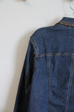 Coldwater Creek Brown Fringe Trim Denim Jacket | 2XL/3XL