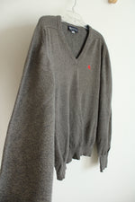 Burberrys V-neck Gray Flecked Tan Sweater | XL