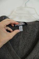 Burberrys V-neck Gray Flecked Tan Sweater | XL