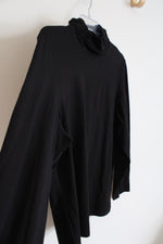 Susan Graver Black Ruched Turtleneck Long Sleeved Shirt | XL