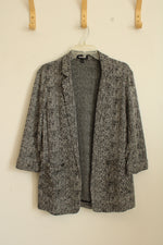 Express Marled Black and White Open Front Blazer | M
