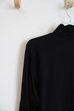 Susan Graver Black Ruched Turtleneck Long Sleeved Shirt | XL