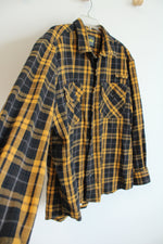 Cabela's Yellow & Black Plaid Heavy Flannel Button Down Shirt | XL