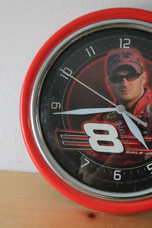 Nascar Dale Earnhardt Jr Red Metal Round Wall Clock
