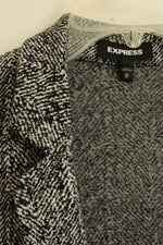 Express Marled Black and White Open Front Blazer | M