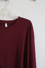 NEW Ebb & Flow Maroon Slightly Cropped Long Sleeved Shirt | XL