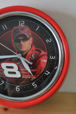 Nascar Dale Earnhardt Jr Red Metal Round Wall Clock