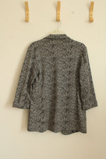Express Marled Black and White Open Front Blazer | M