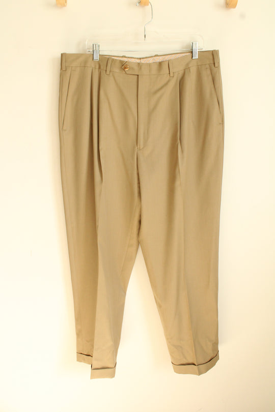 Britches Tan Pleated Cuffed Dress Pants | 38x30