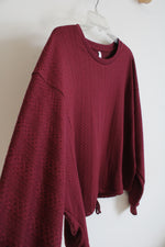 NEW Ebb & Flow Maroon Slightly Cropped Long Sleeved Shirt | XL