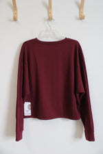 NEW Ebb & Flow Maroon Slightly Cropped Long Sleeved Shirt | XL