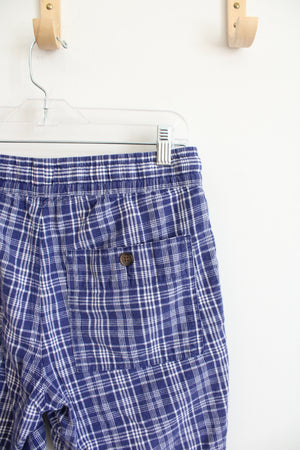 J.Crew Blue & White Plaid Cotton Shorts | S