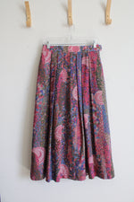 Vintage Geiger Pink Blue & Green Pleated Wool Midi Skirt | 40