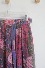 Vintage Geiger Pink Blue & Green Pleated Wool Midi Skirt | 40