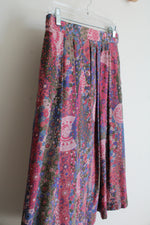 Vintage Geiger Pink Blue & Green Pleated Wool Midi Skirt | 40